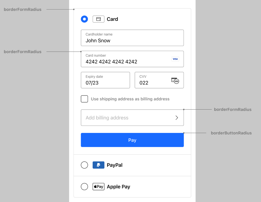 The Flow UI with the customizable border keys highlighted.